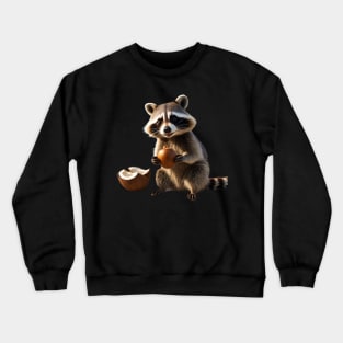 Raccoon with its coconut Crewneck Sweatshirt